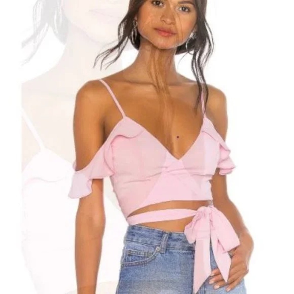 super down pink wrap top size small